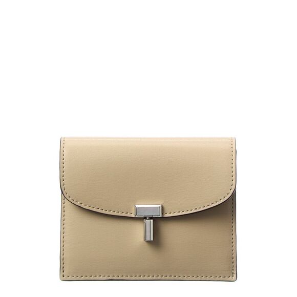 TOTEME Handbags - Toteme T-Lock Fold-Over Small Leather Card Case, Beige